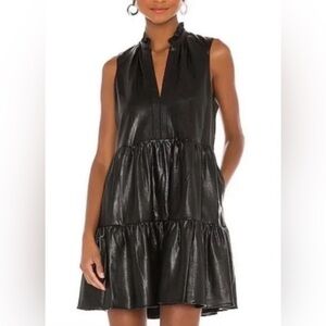 Amanda Uprichard Black Faux Leather Midi Dress Size Small